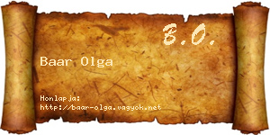 Baar Olga névjegykártya